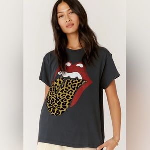 Daydreamer Rolling Stones Flocked Leopard Tongue Tour Tee